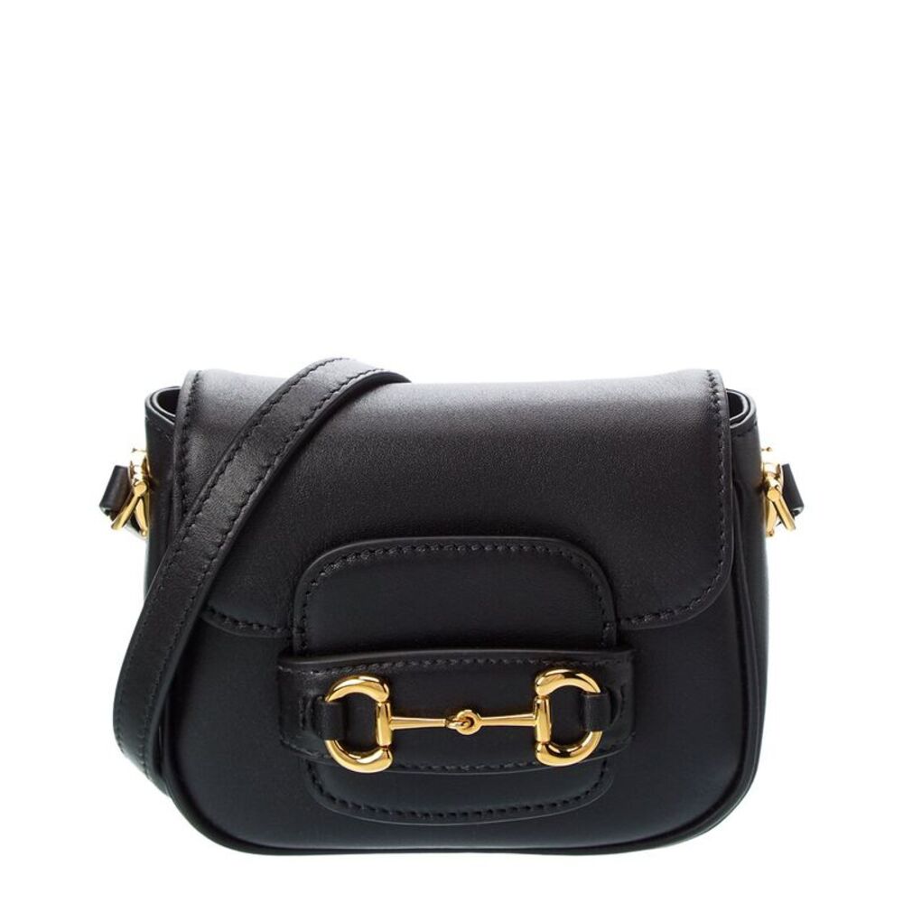 Gucci Horsebit Leather Shoulder Bag, Black